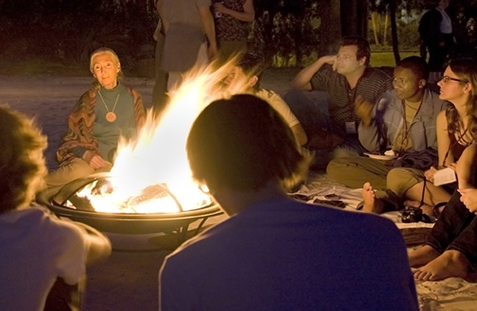 Dr. Jane Goodall joins a fireside chat at the Jane Goodall Institute Roots & Shoots Global Youth Summit Photo/Michelle Bot